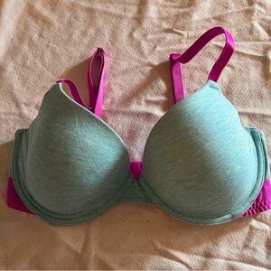 Pink Victoria’s Secret blue and pink bra size 34 DD.